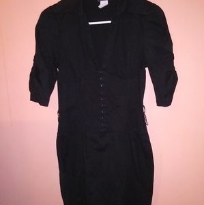 Size S Black Corset Ruched Sleeve Shirt Dress